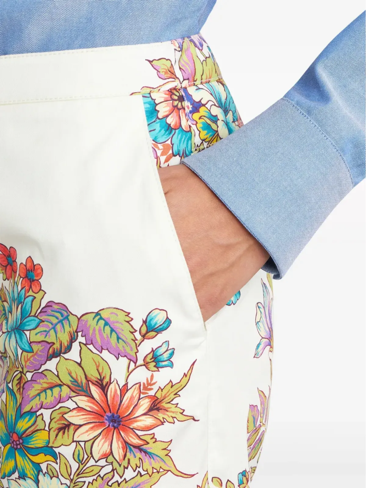 ETRO 花柄プリント フレアパンツ - ホワイト - 画像5