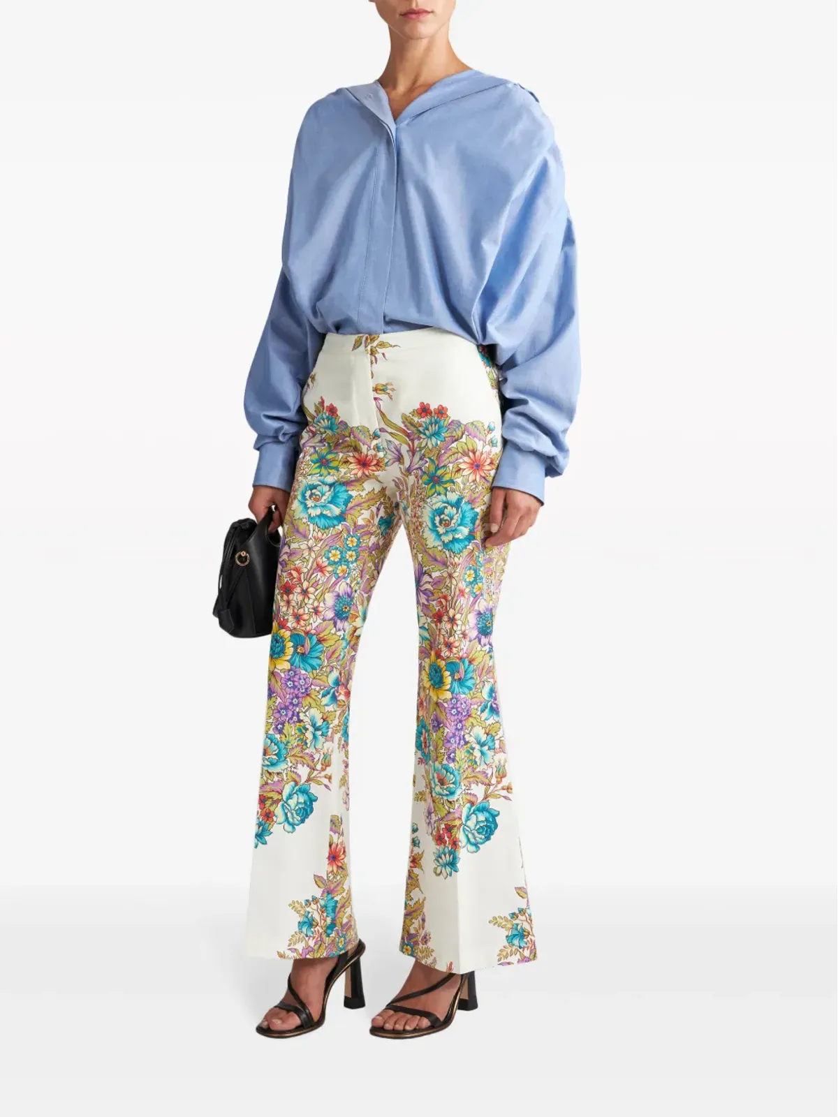 ETRO 花柄プリント フレアパンツ - ホワイト - 画像2