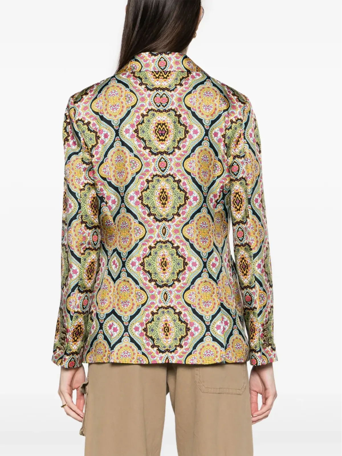 ETRO 花柄プリント シルクブレザー グリーン - 画像4
