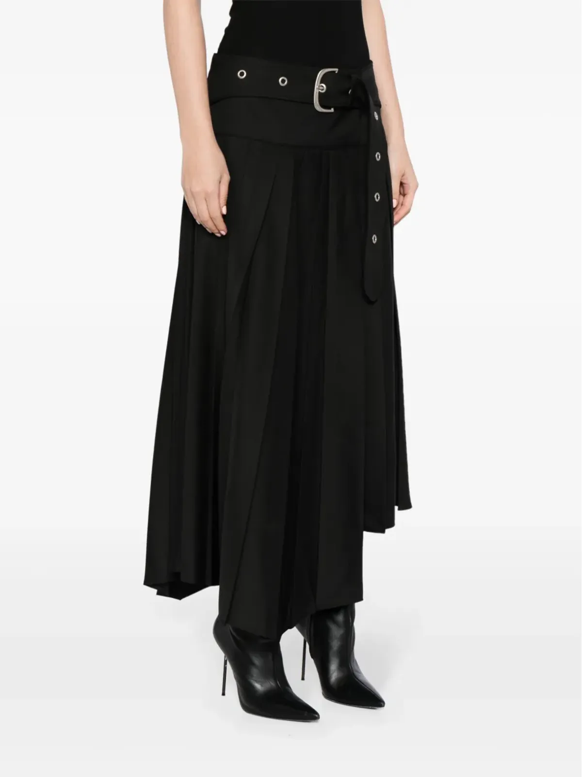 Off-White ベルテッド プリーツ ミディスカート - 画像3