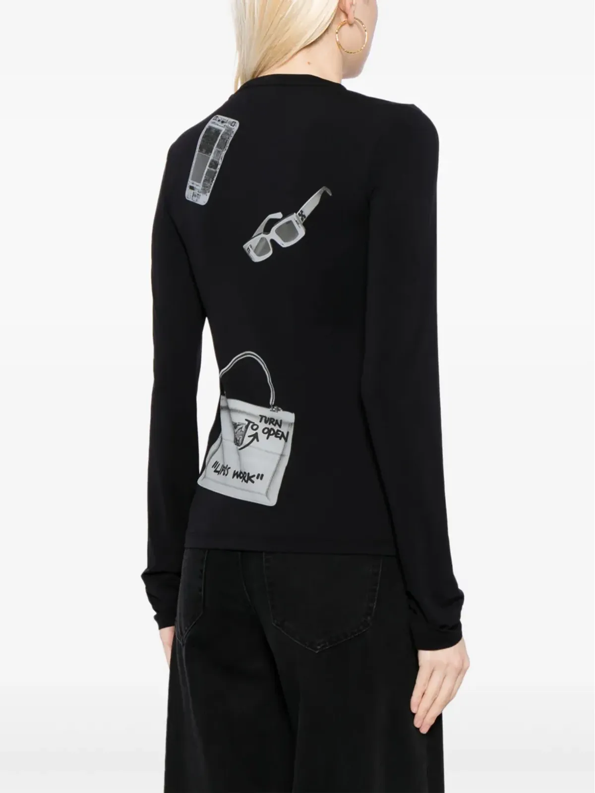 Off-White X-Rayプリント長袖Tシャツ ブラック - 画像4
