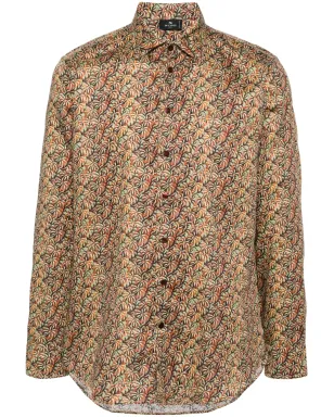 ETRO パームツリー柄コットンシャツ - オレンジ - サムネイル1