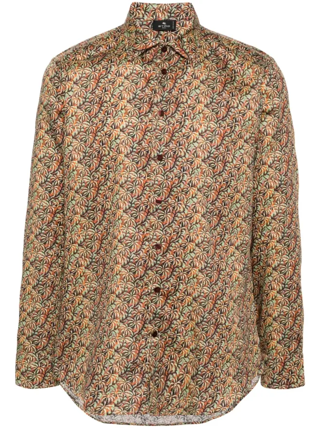 ETRO ETRO パームツリー柄コットンシャツ - オレンジの商品画像