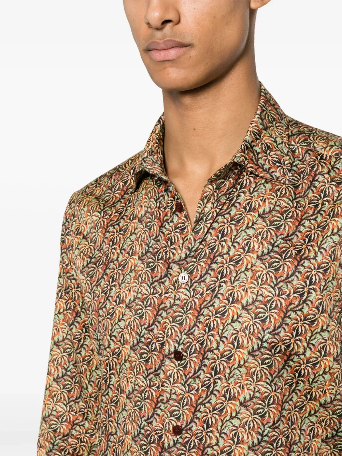 ETRO パームツリー柄コットンシャツ - オレンジ - 画像5