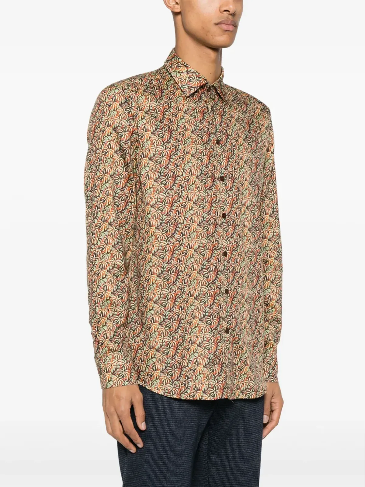 ETRO パームツリー柄コットンシャツ - オレンジ - 画像3