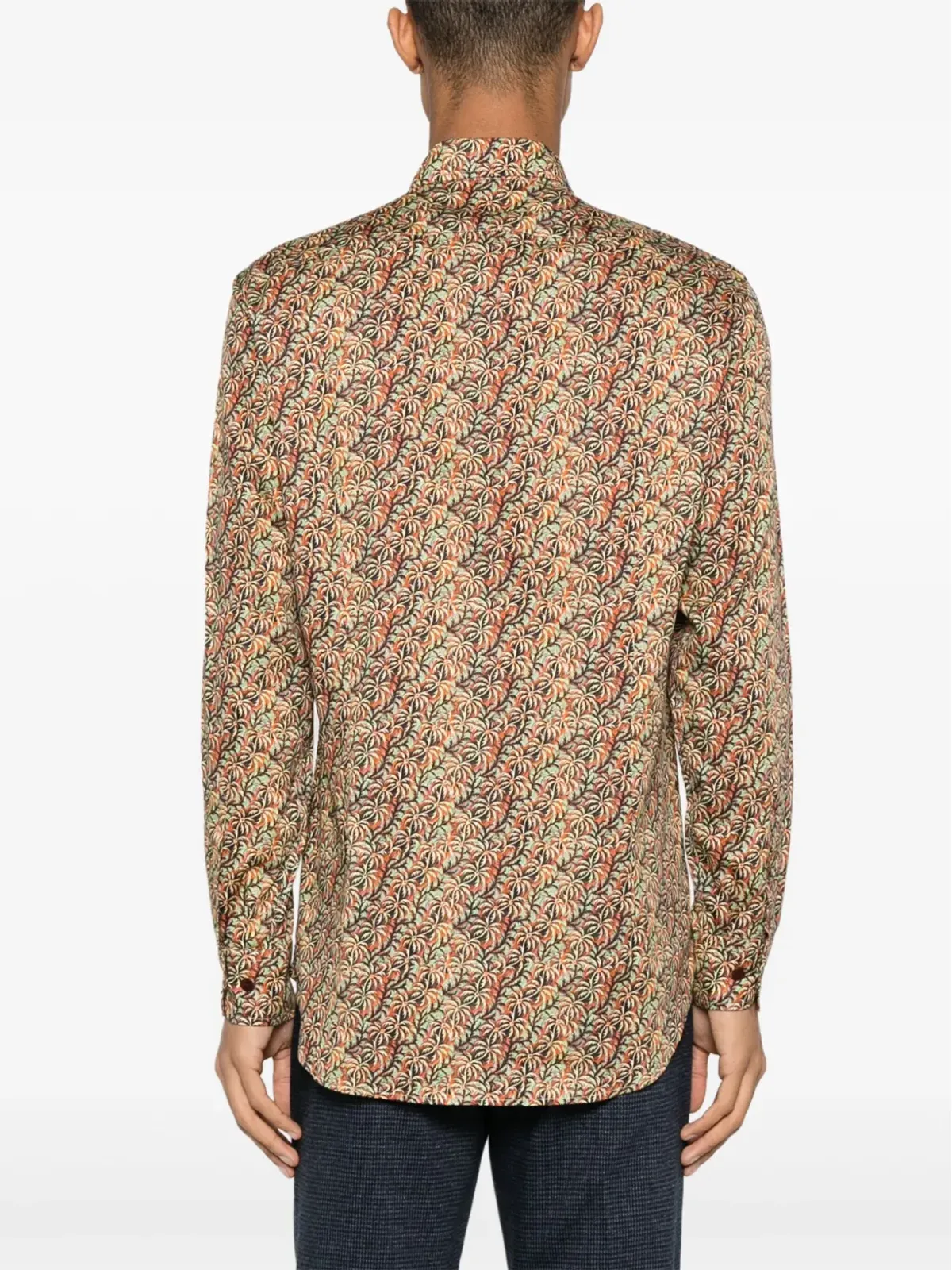 ETRO パームツリー柄コットンシャツ - オレンジ - 画像4