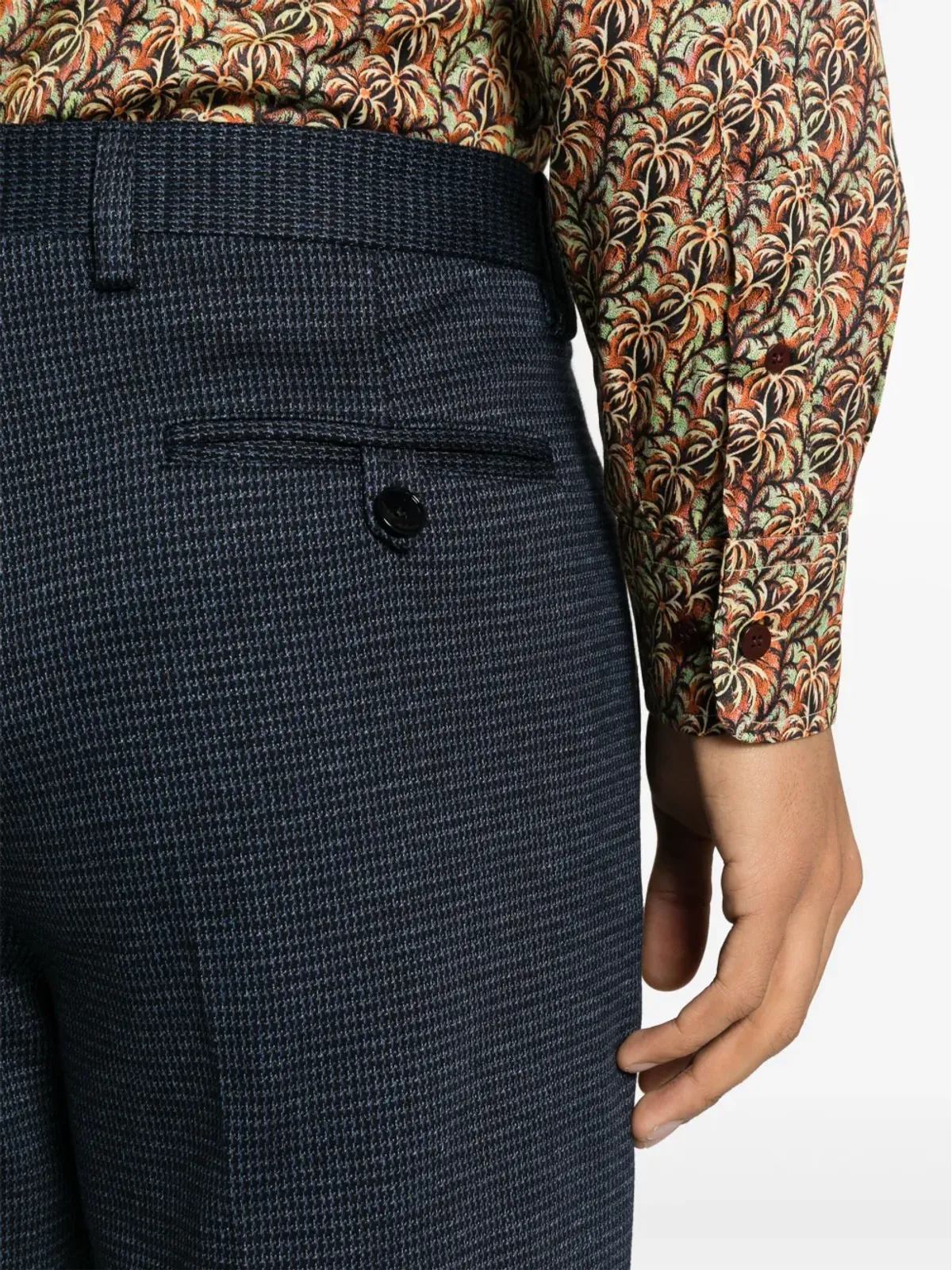 ETRO ストレートレッグ コットンパンツ ネイビーブルー - 画像5
