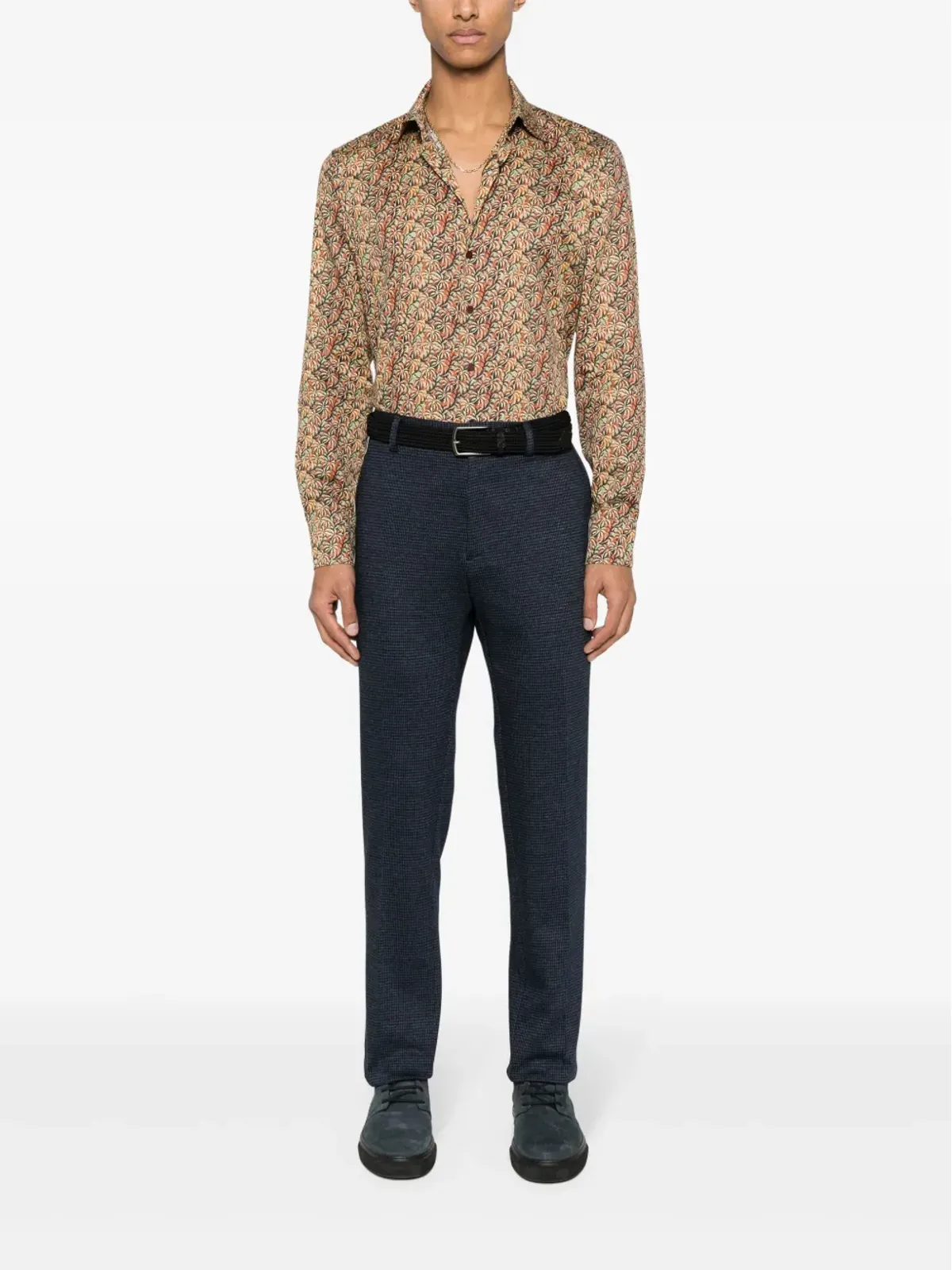 ETRO ストレートレッグ コットンパンツ ネイビーブルー - 画像2