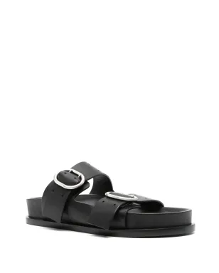 Jil Sander ダブルバックル レザーサンダル ブラック - サムネイル2
