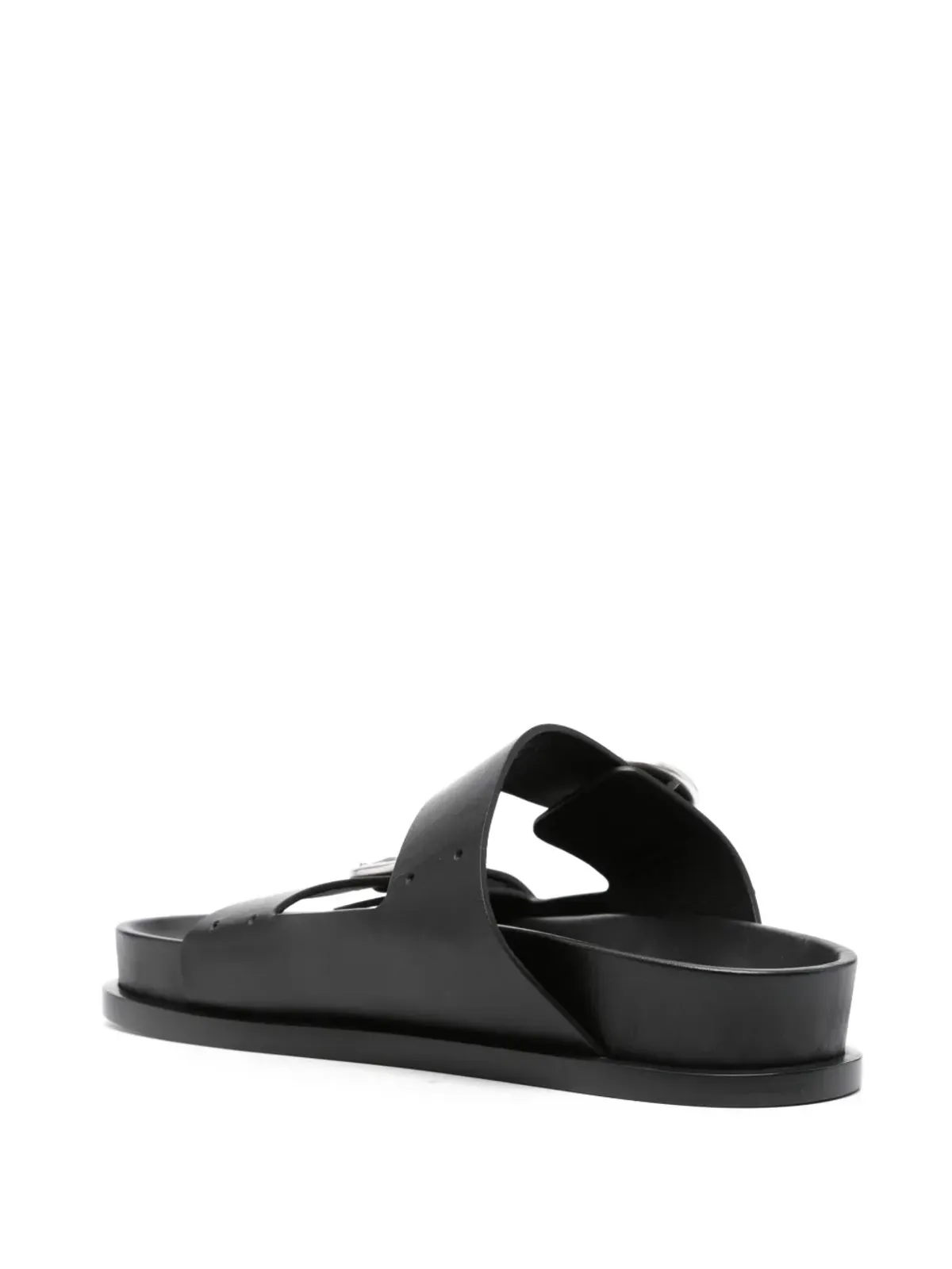 Jil Sander ダブルバックル レザーサンダル ブラック - 画像3