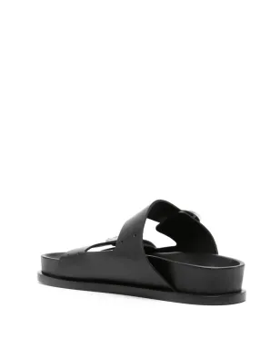 Jil Sander ダブルバックル レザーサンダル ブラック - サムネイル3