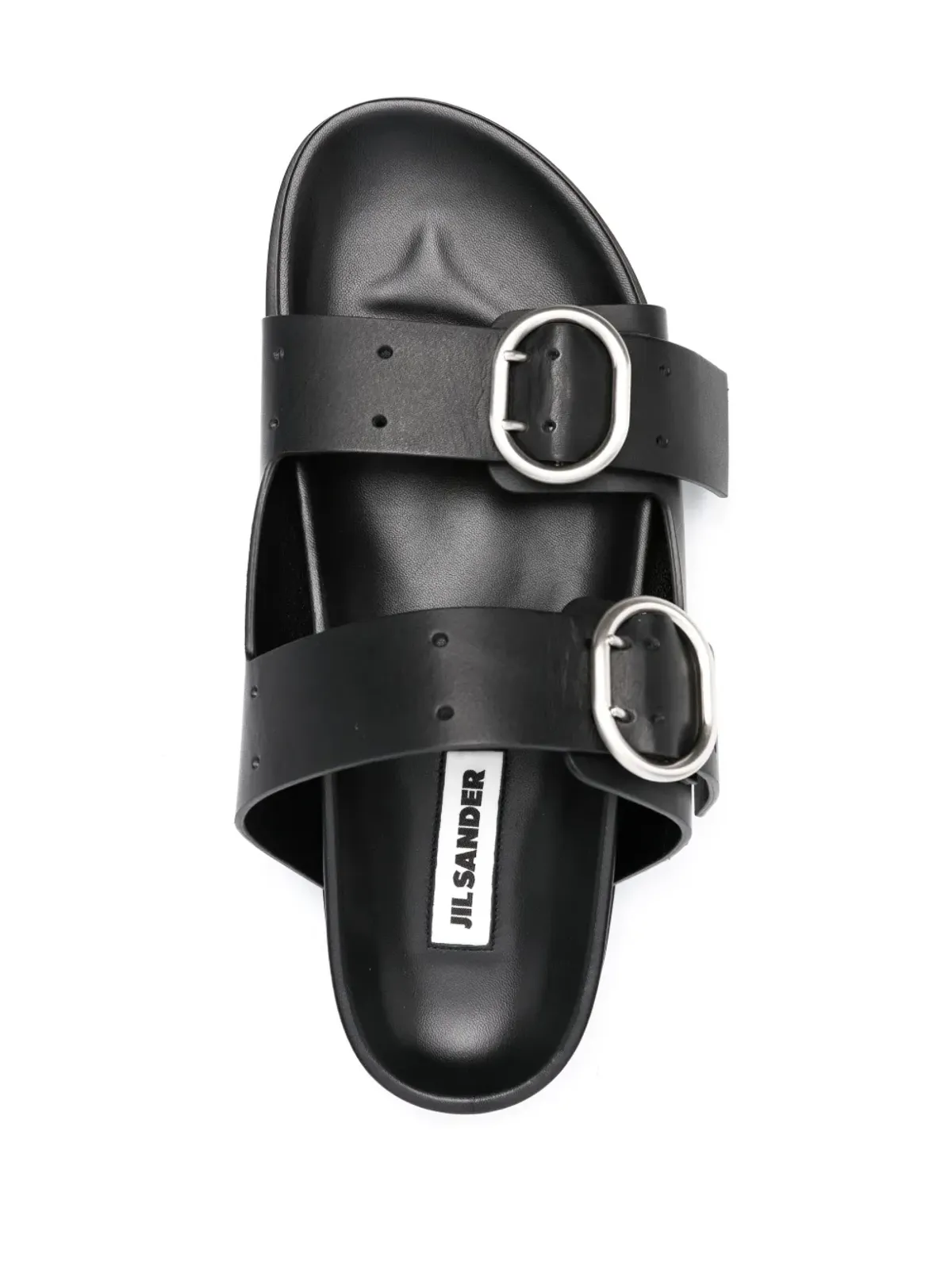 Jil Sander ダブルバックル レザーサンダル ブラック - 画像4