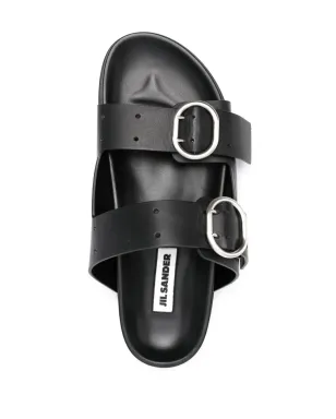 Jil Sander ダブルバックル レザーサンダル ブラック - サムネイル4