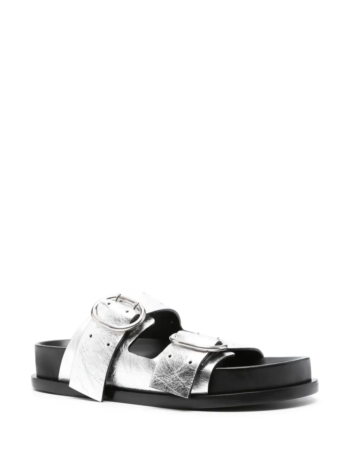 Jil Sander ダブルバックル レザーサンダル - シルバー - 画像2
