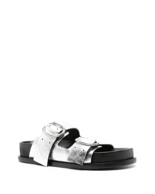 Jil Sander ダブルバックル レザーサンダル - シルバー - サムネイル2