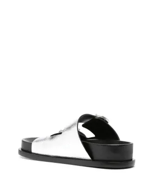 Jil Sander ダブルバックル レザーサンダル - シルバー - サムネイル3