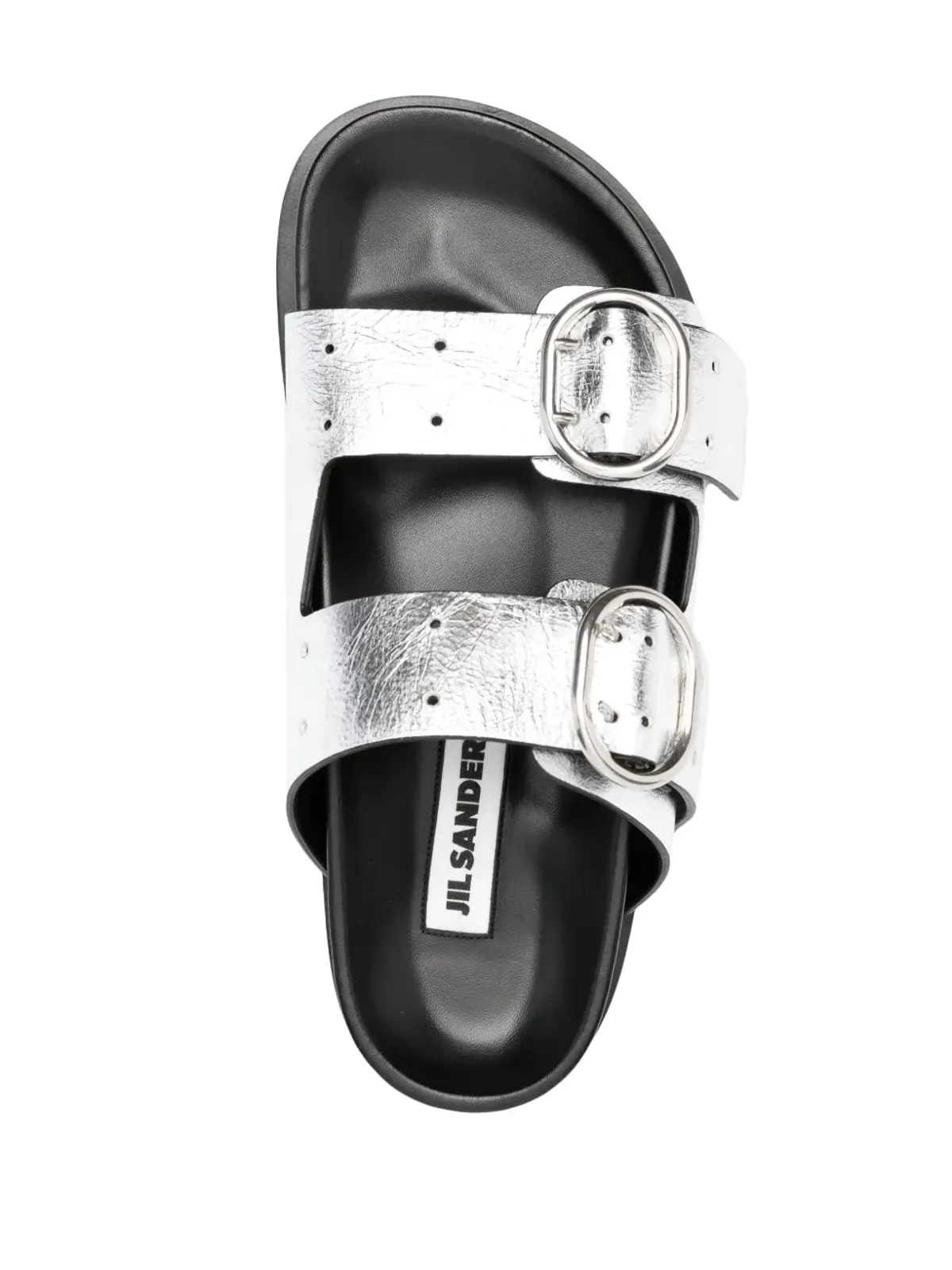 Jil Sander ダブルバックル レザーサンダル - シルバー - 画像4