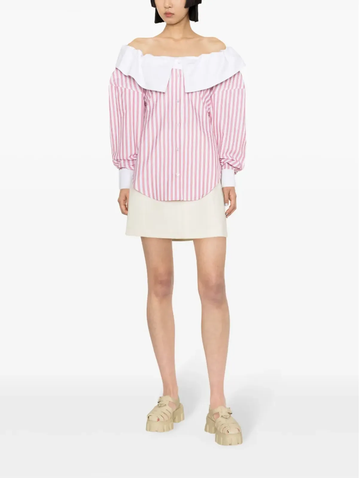 Viktor & Rolf クチュール オフショルダーシャツ レッド - 画像2