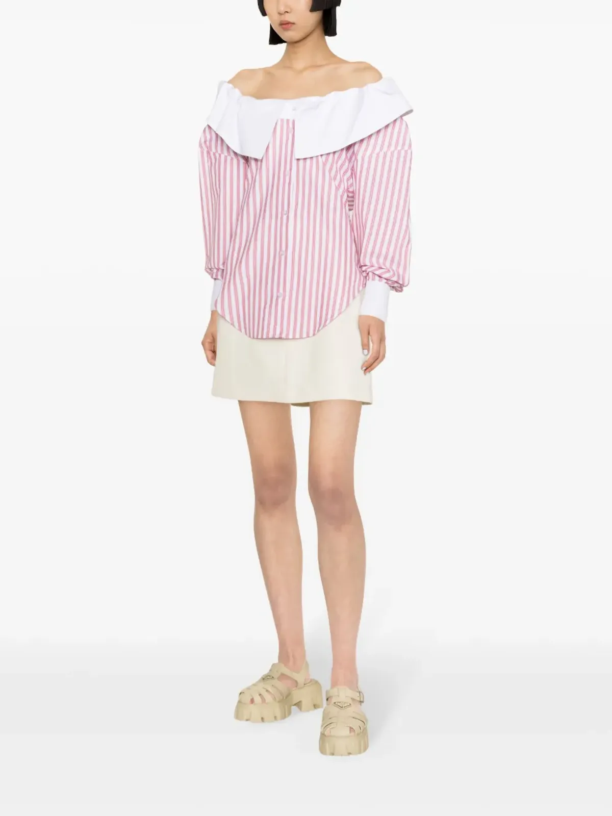 Viktor & Rolf クチュール オフショルダーシャツ レッド - 画像3