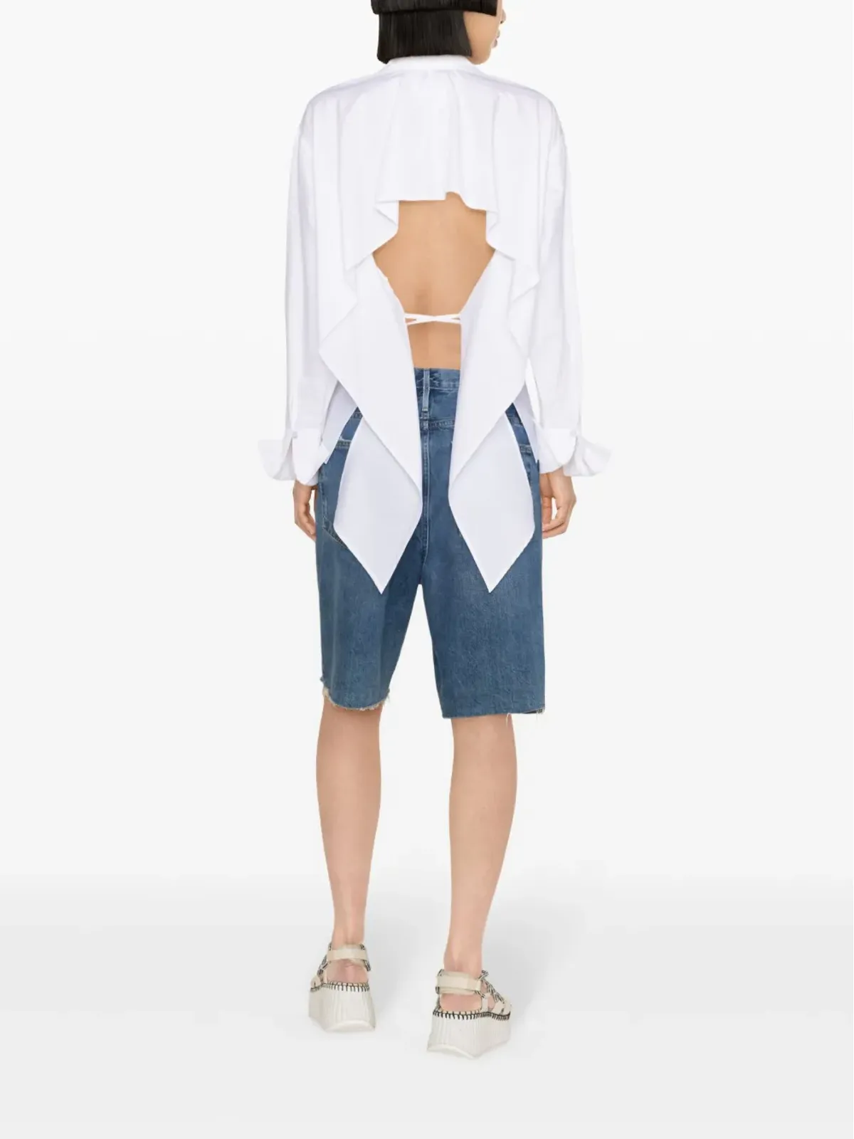 Viktor & Rolf Volant open back tied shirt - White - 画像2
