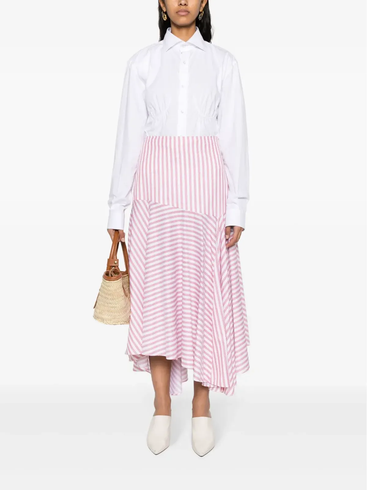 Viktor &amp; Rolf Volantストライプのアシンメトリースカート - 画像2