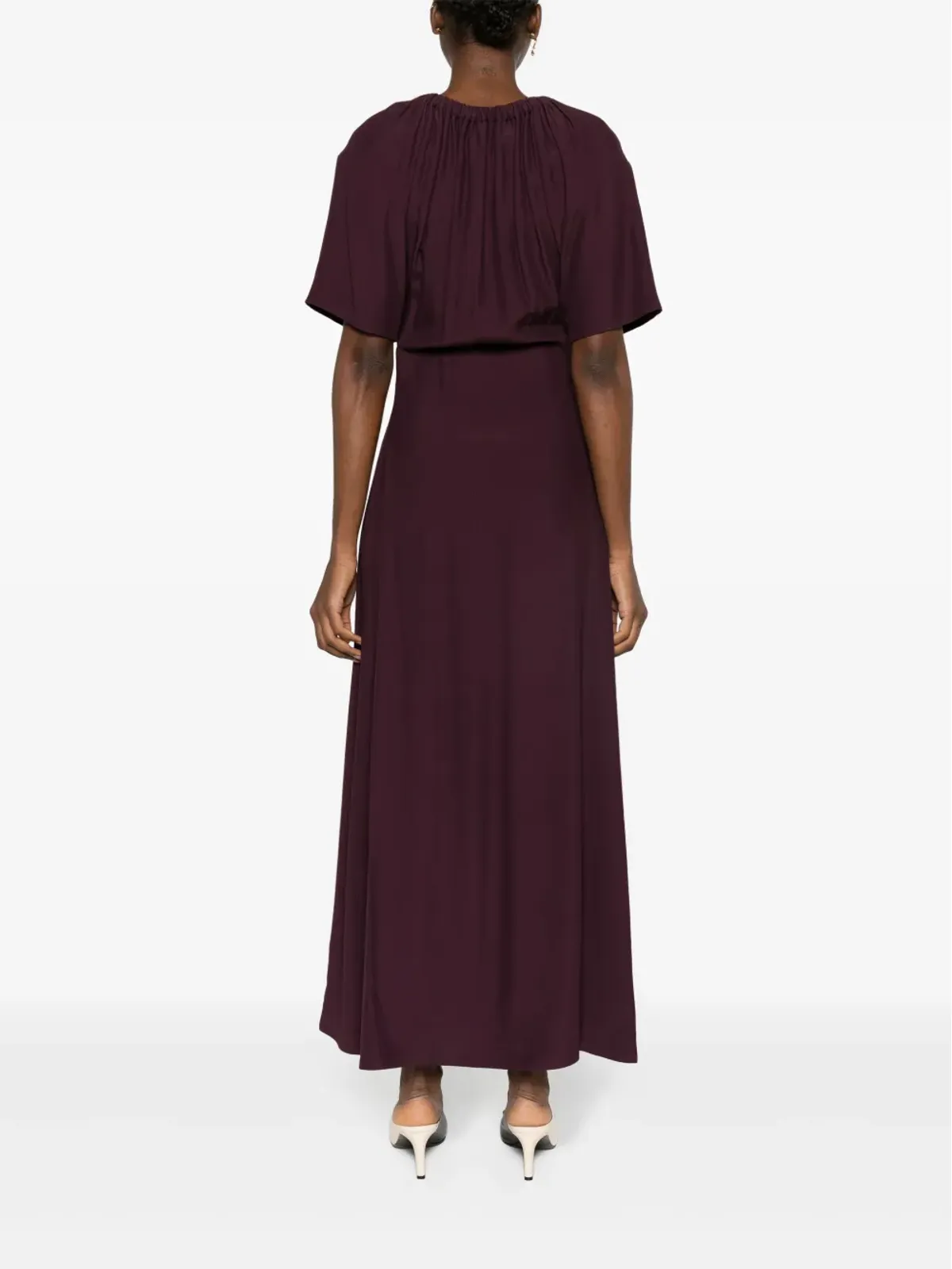 Viktor & Rolf ギャザー入りネックラインのクレープ生地マキシドレス - 画像4