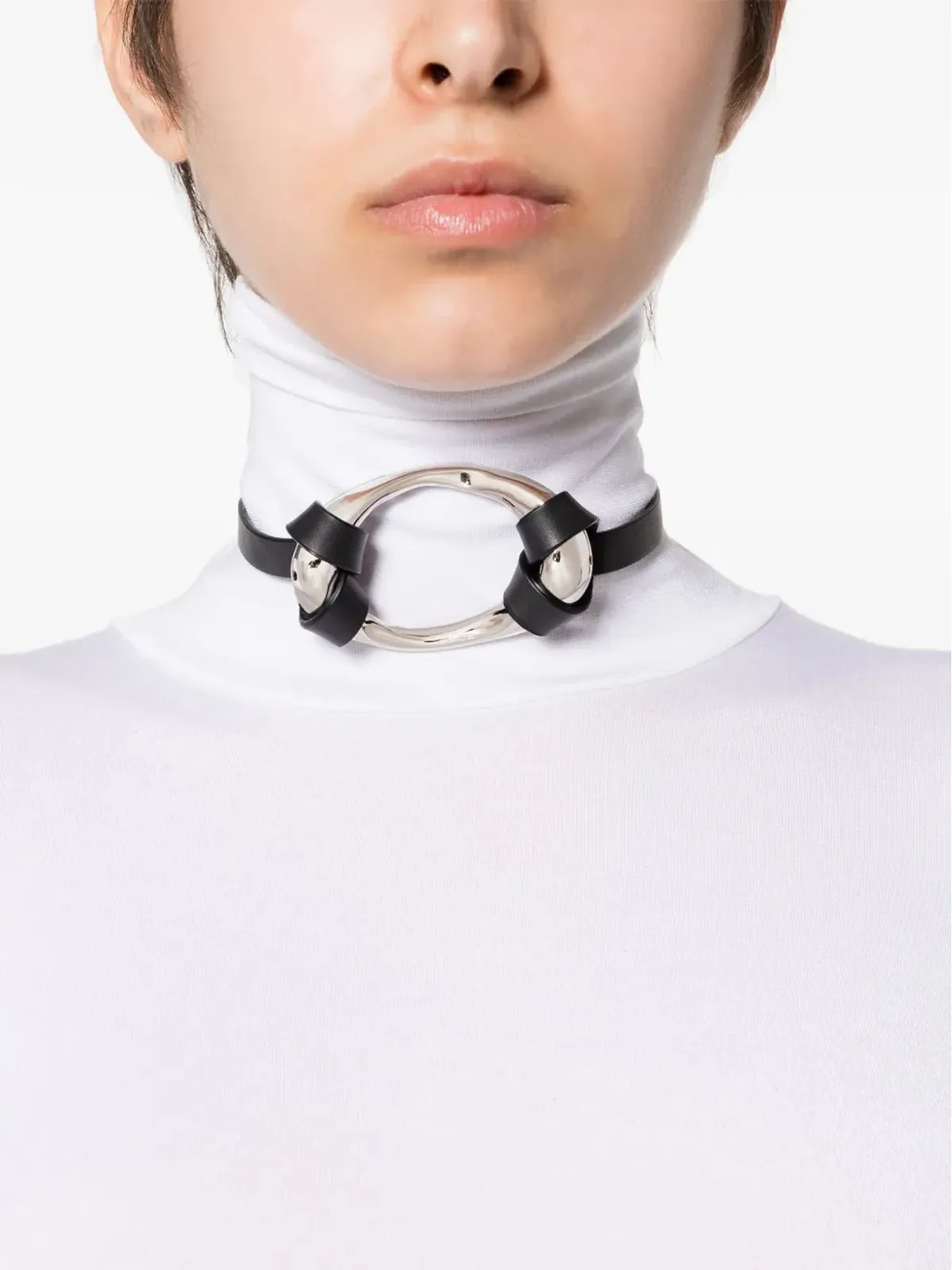 Jil Sander レザー チョーカー ネックレス - ブラック - 画像2