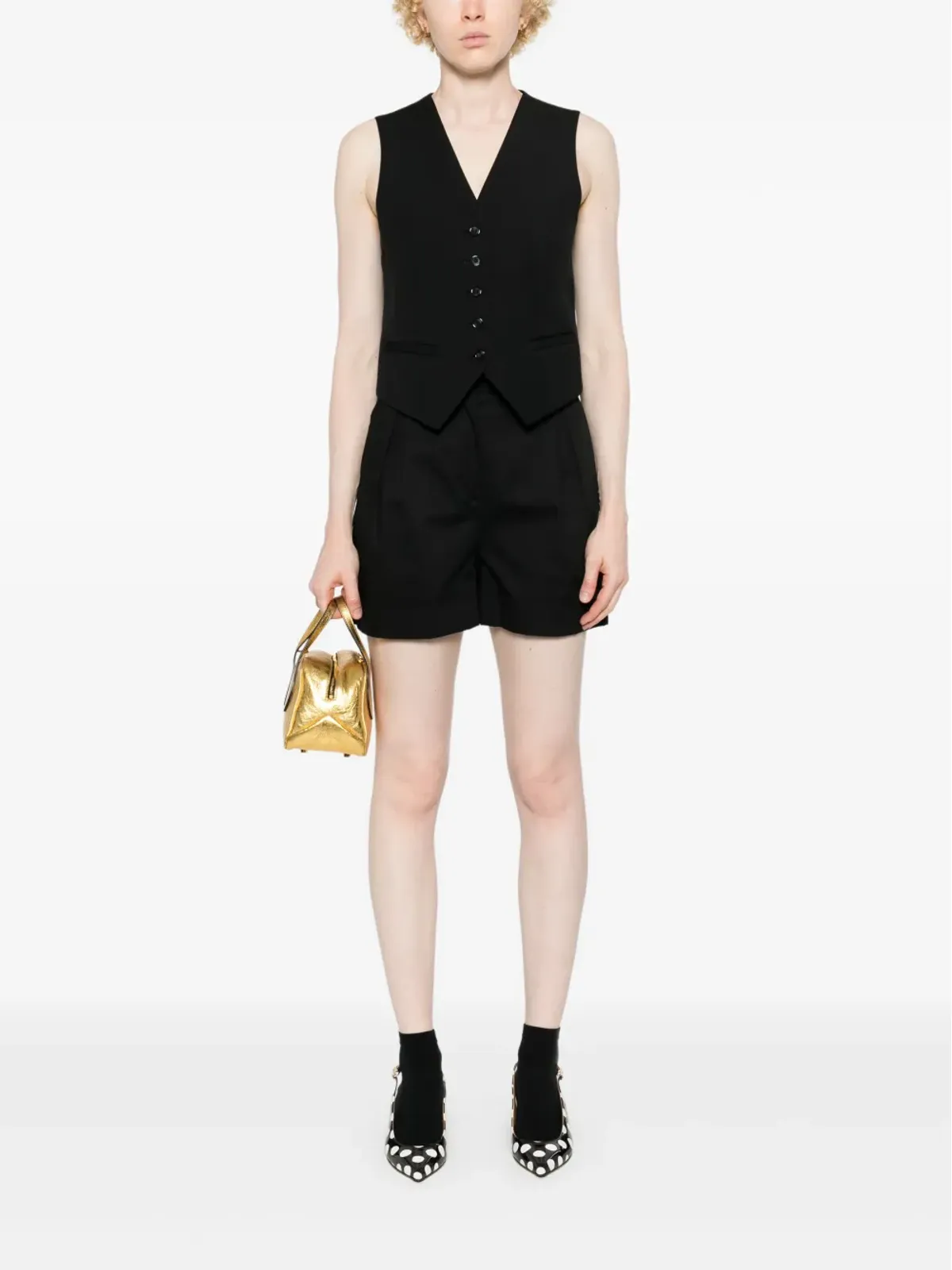 Moschino インバーテッドプリーツショーツ ブラック - 画像2