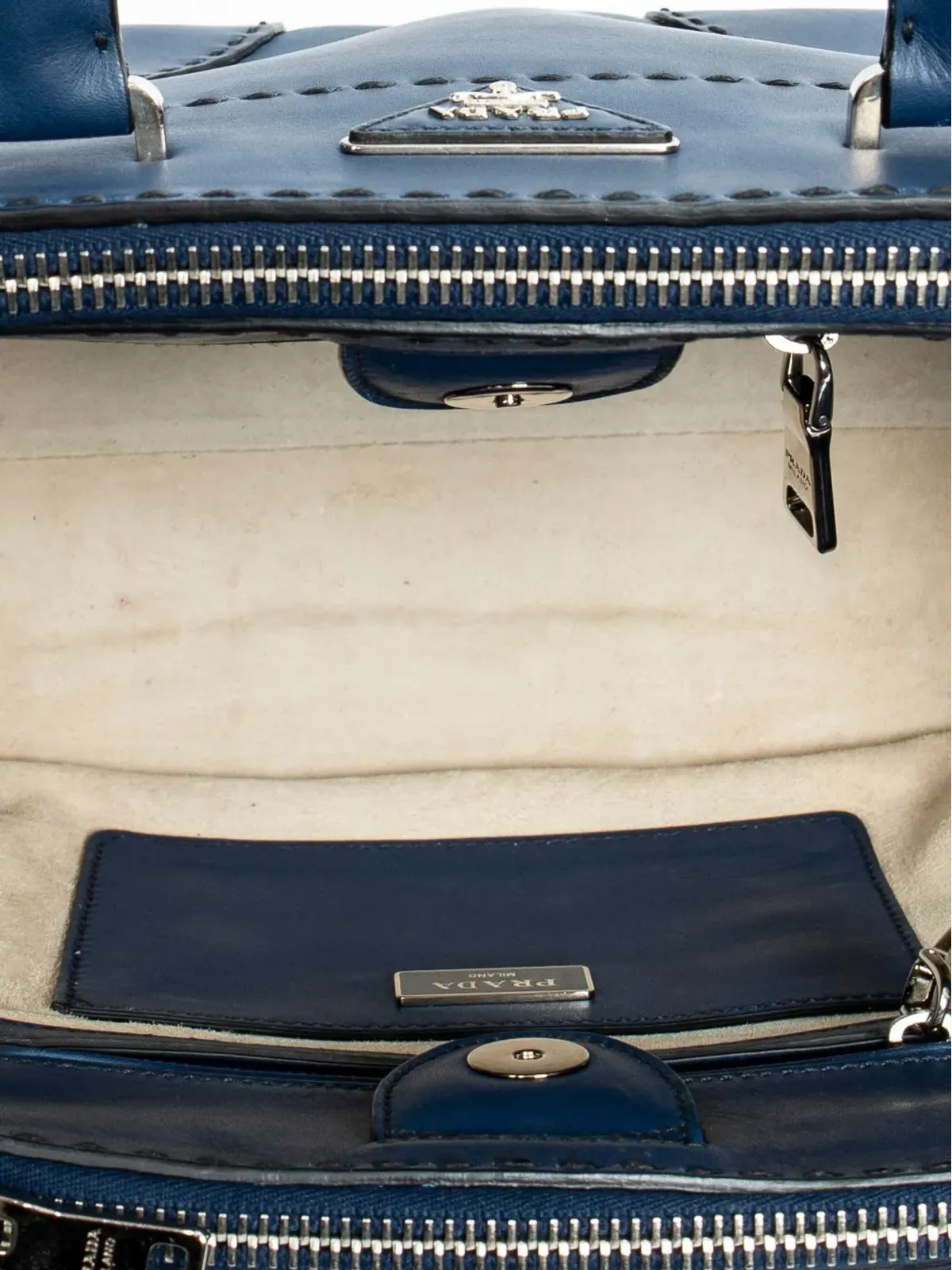 Prada ビンテージ Stitched Twin トートバッグ - ブルー - 画像5