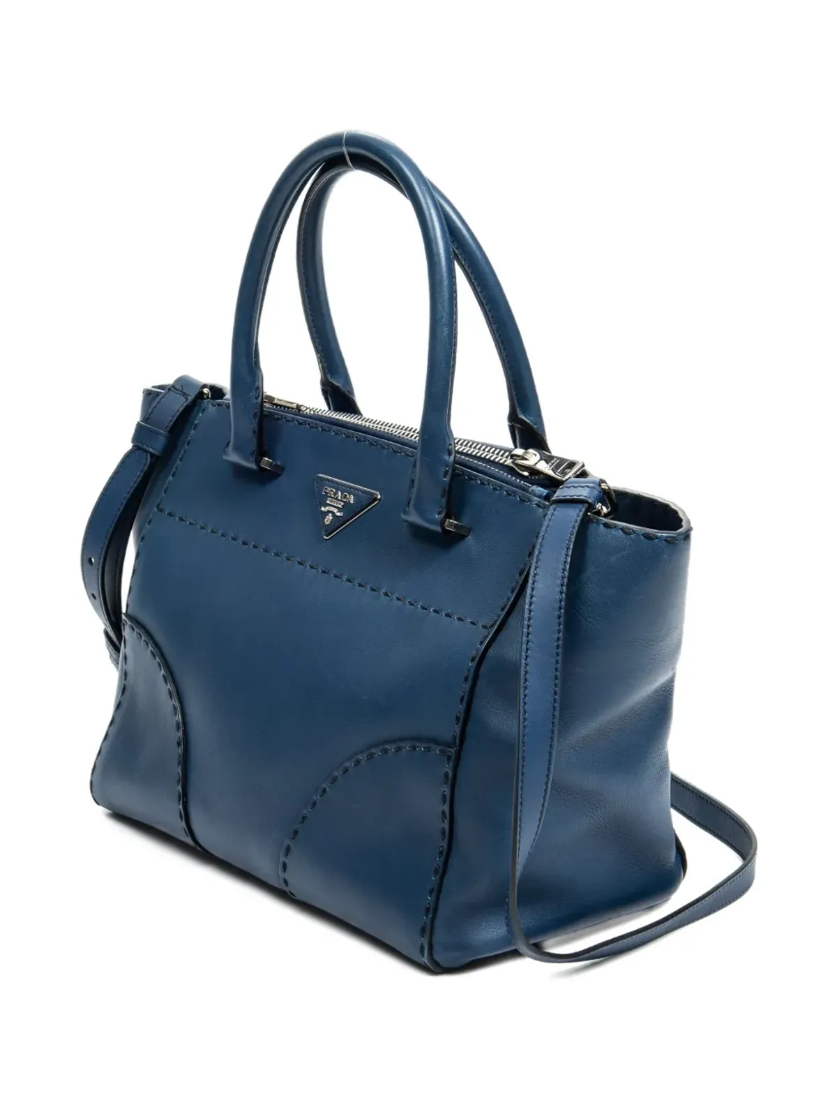 Prada ビンテージ Stitched Twin トートバッグ - ブルー - 画像3