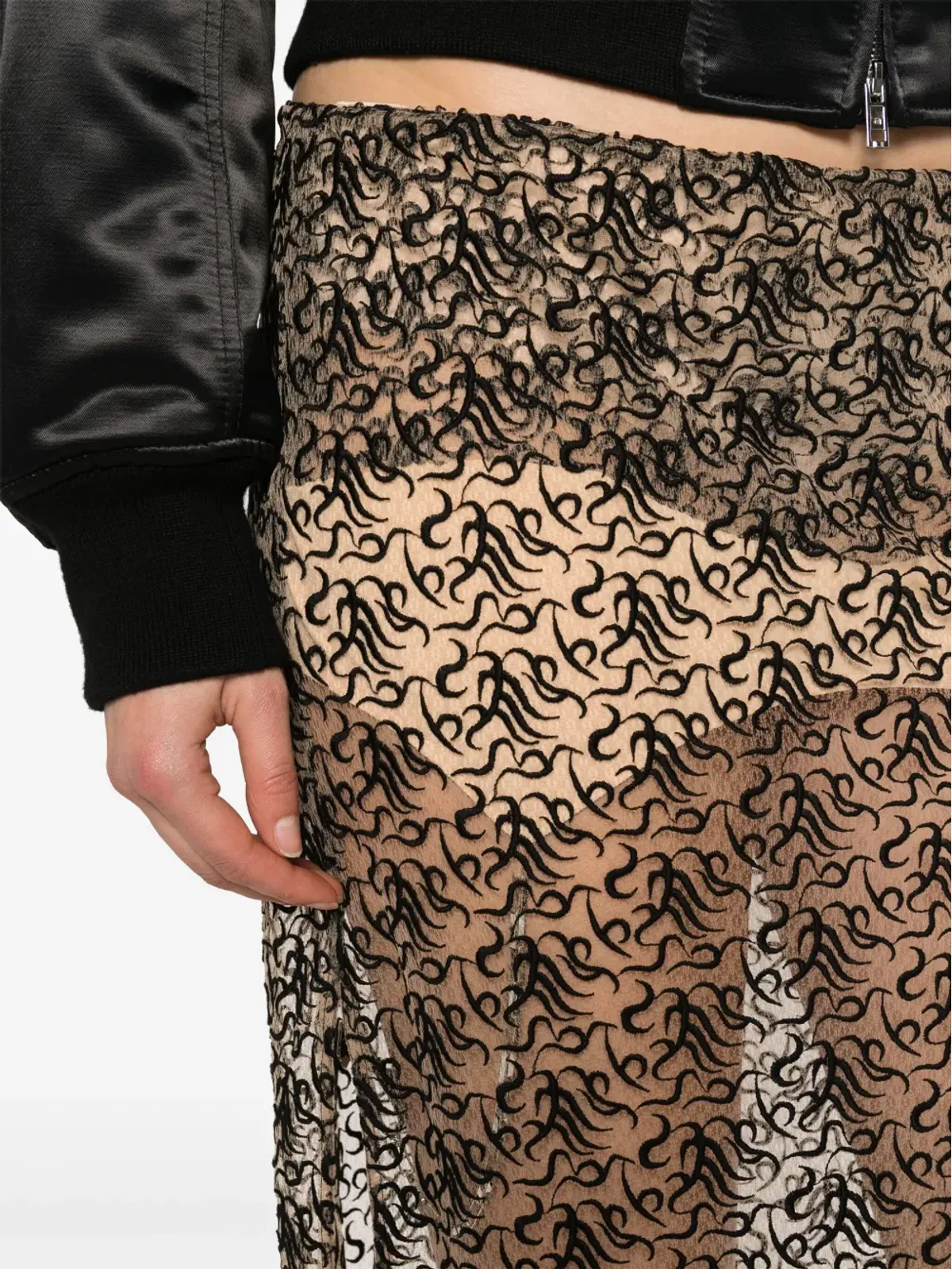 The Attico 刺繍入りセミシアー生地スカート - ブラウン - 画像5