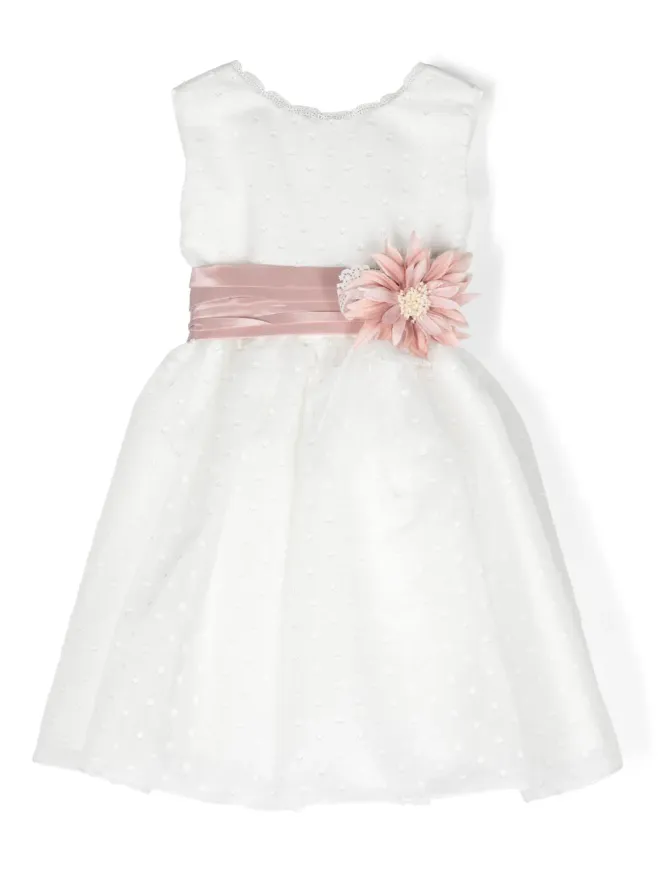 AMAYA AMAYA 花柄アップリケ刺繍ドレス - Whiteの商品画像