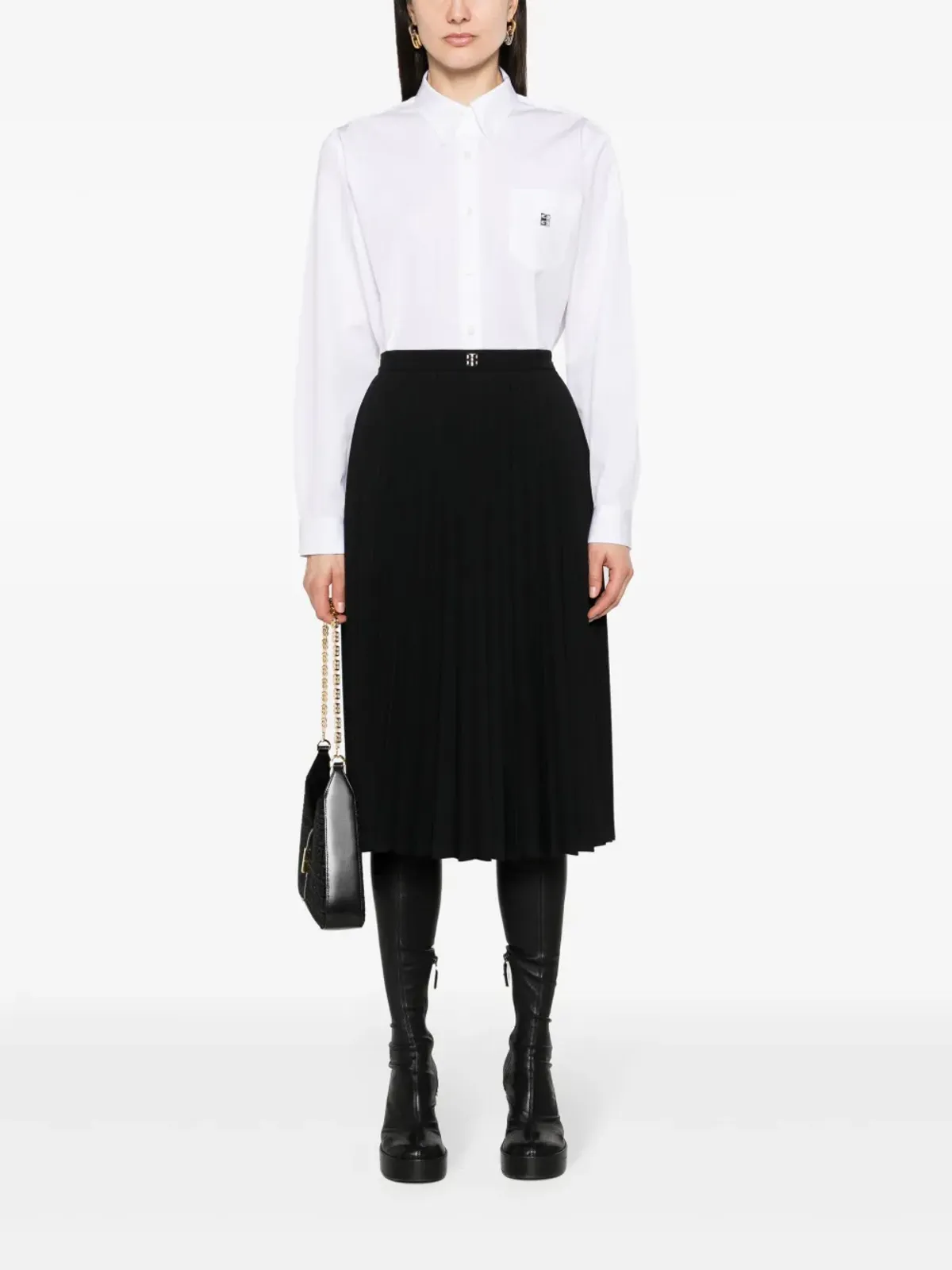 Givenchy 4Gプレート入りプリーツミディスカート - 画像2