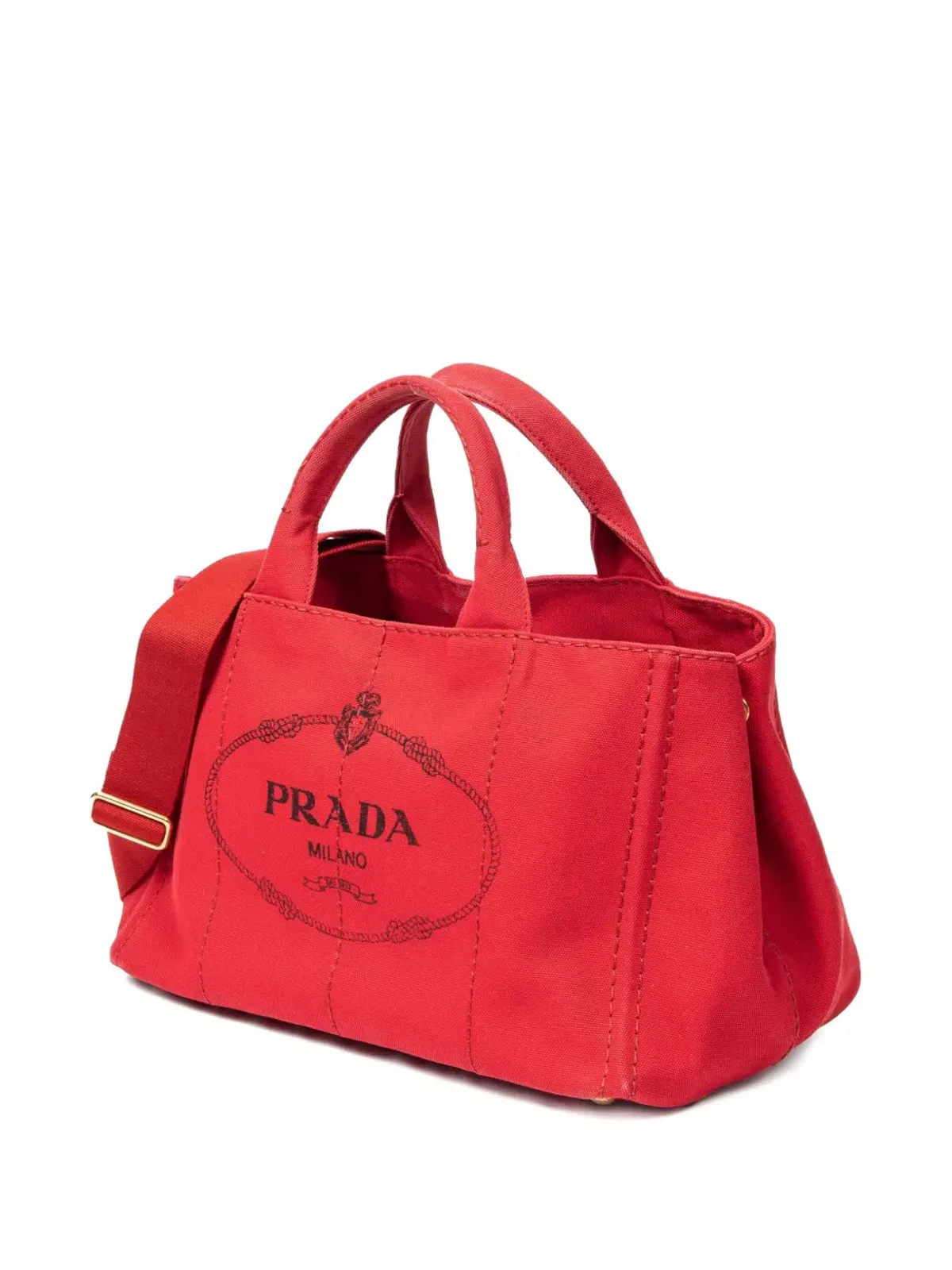 Prada ビンテージ 小型 Canapa ロゴプリント トートバッグ - レッド - 画像3
