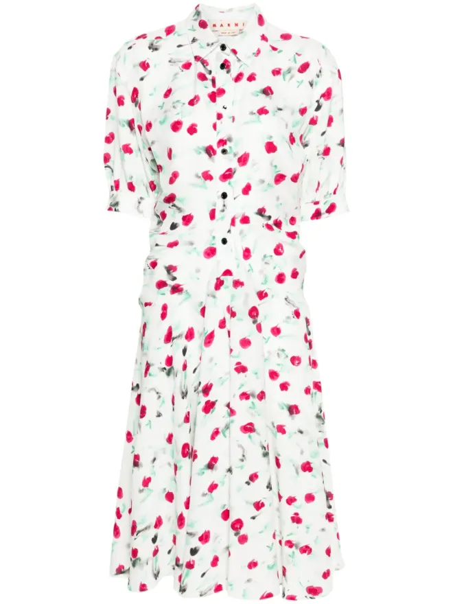 Marni Marni Reverieプリント クレープ ミディドレス - ホワイトの商品画像