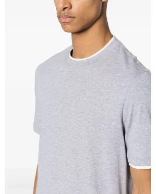 Brunello Cucinelli コントラストトリム Tシャツ グレー - サムネイル5