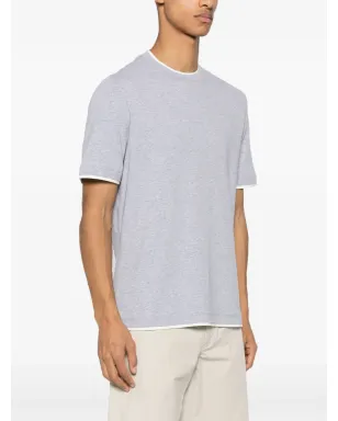 Brunello Cucinelli コントラストトリム Tシャツ グレー - サムネイル3