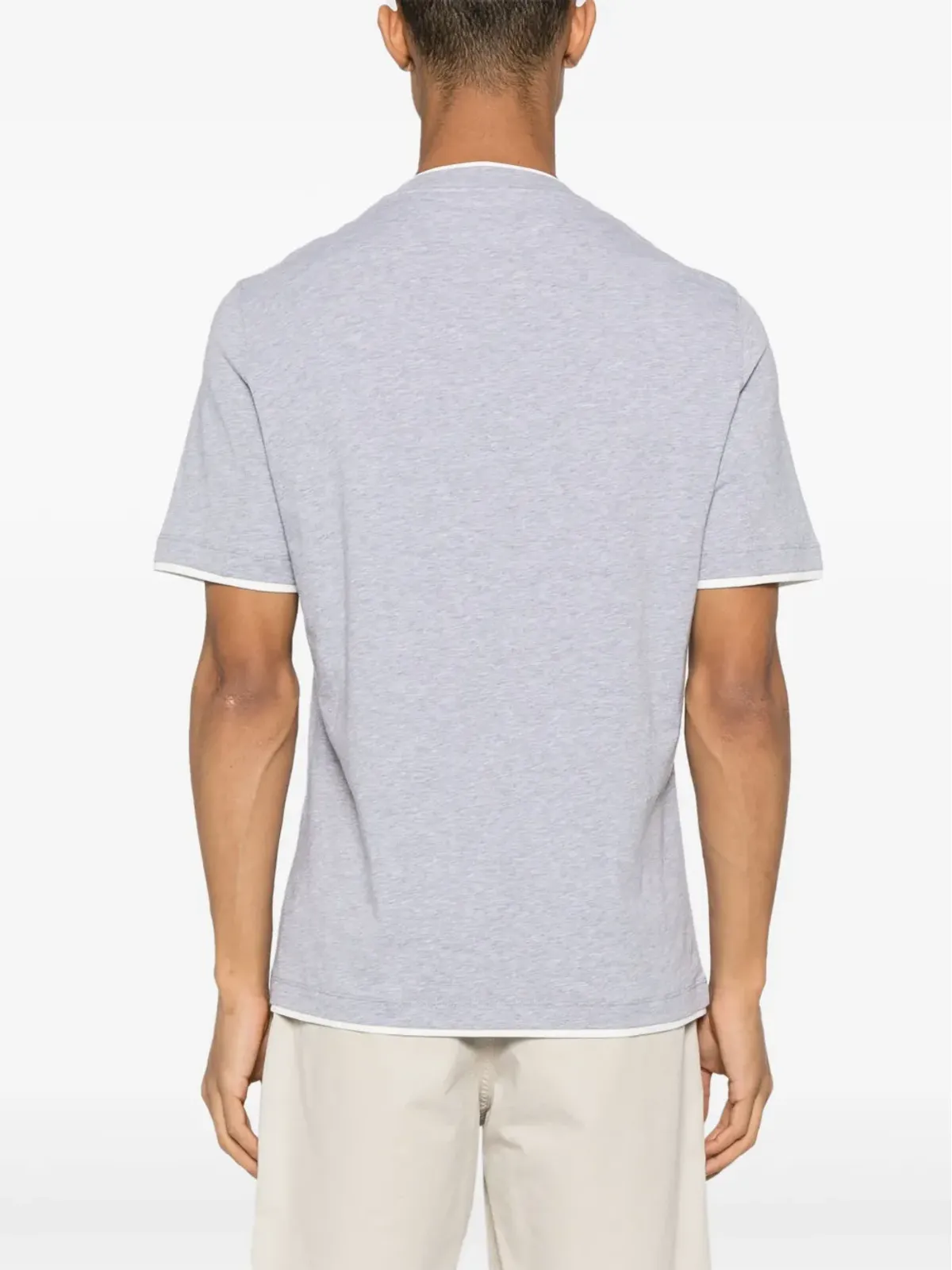 Brunello Cucinelli コントラストトリム Tシャツ グレー - 画像4