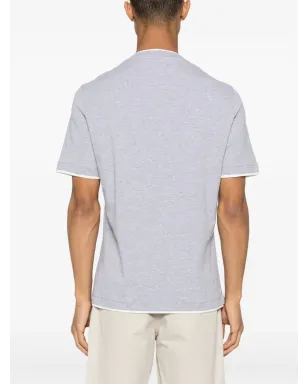 Brunello Cucinelli コントラストトリム Tシャツ グレー - サムネイル4