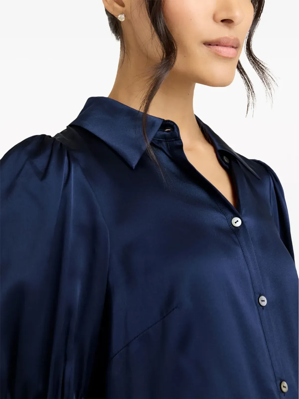 Cinq A Sept Fiona puff-sleeves silk blouse - Blue - 画像5