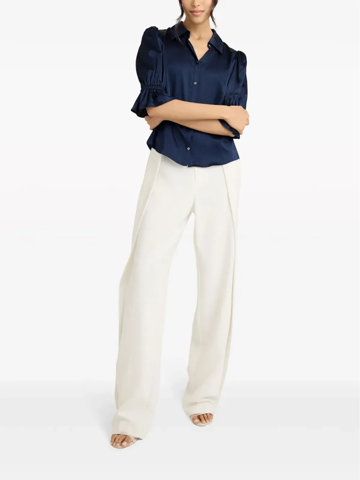 Cinq A Sept Fiona puff-sleeves silk blouse - Blue - 画像2