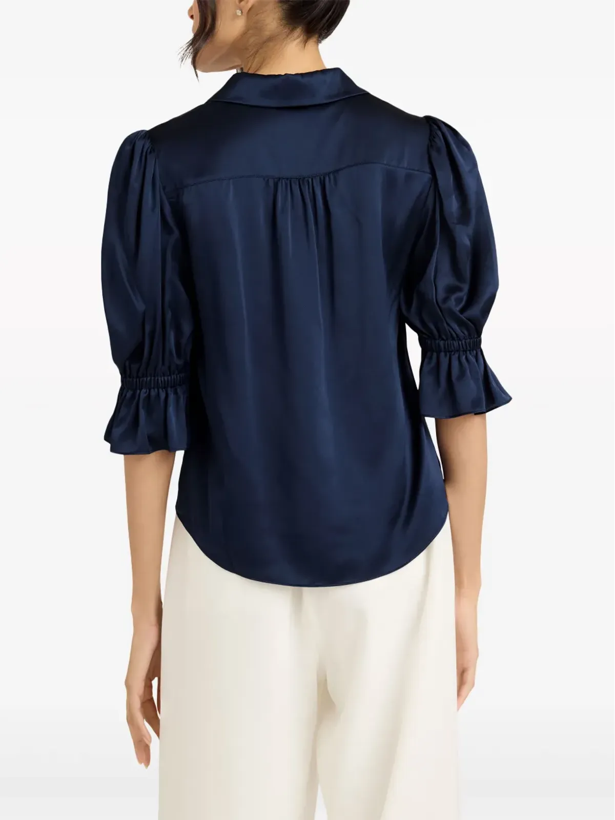 Cinq A Sept Fiona puff-sleeves silk blouse - Blue - 画像4
