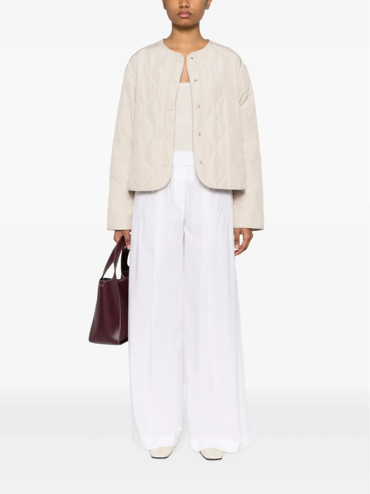 Brunello Cucinelli エラスティックウエストのワイドレッグパンツ - ホワイト - 画像2