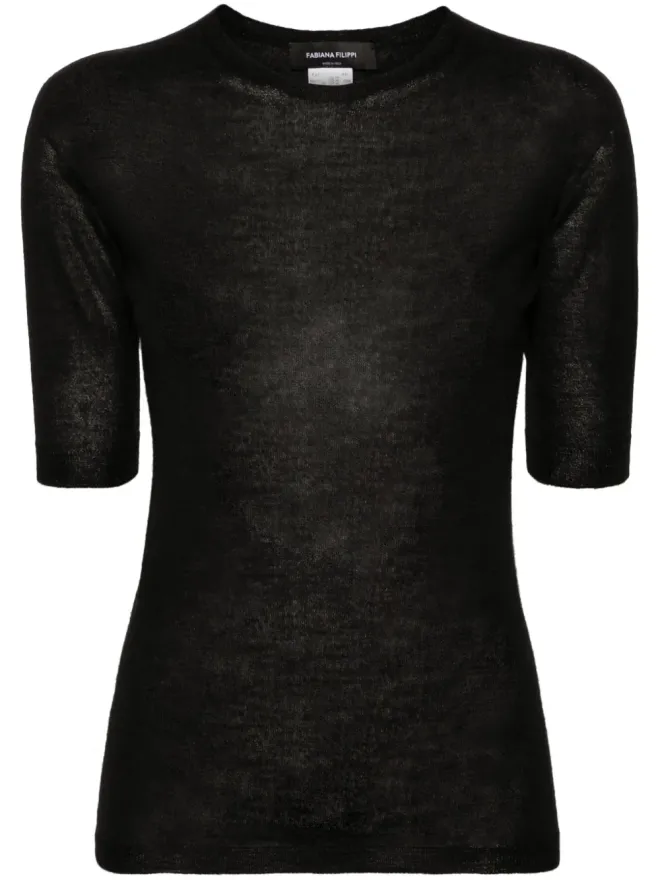 Fabiana Filippi Fabiana Filippi 黒の半袖ファインニットセーターの商品画像