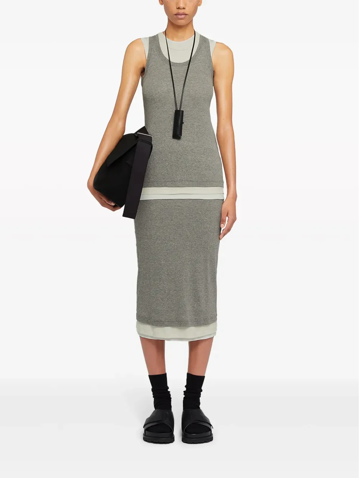 Jil Sander レイヤード ジャージー ミディスカート - 画像2