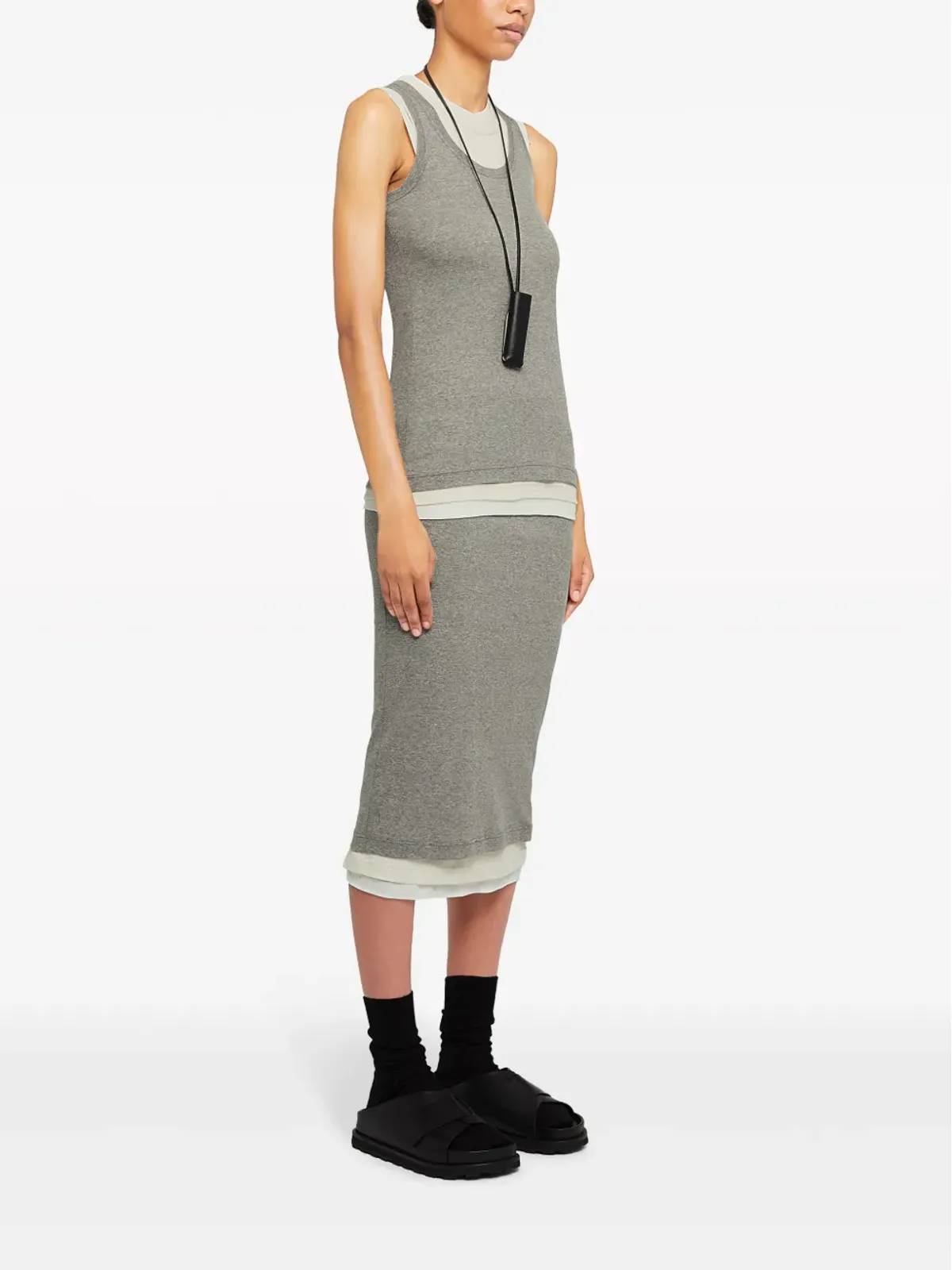 Jil Sander レイヤード ジャージー ミディスカート - 画像3