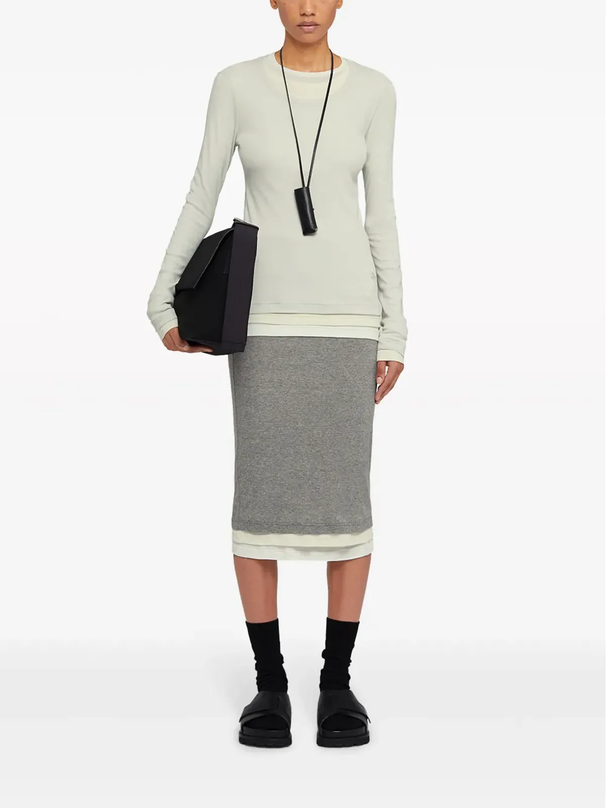 Jil Sander レイヤードコットンTシャツ - グレー - 画像2
