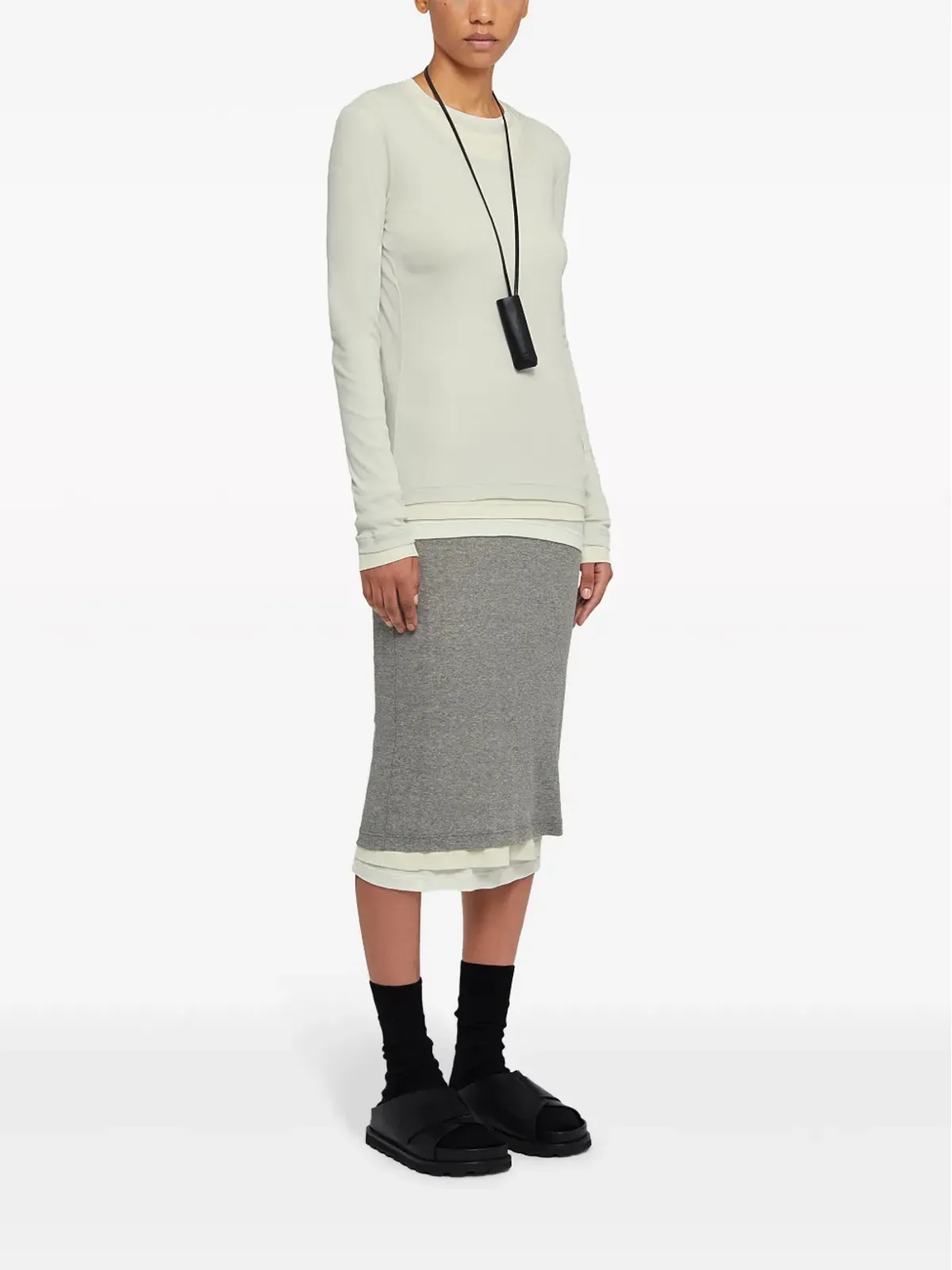 Jil Sander レイヤードコットンTシャツ - グレー - 画像3