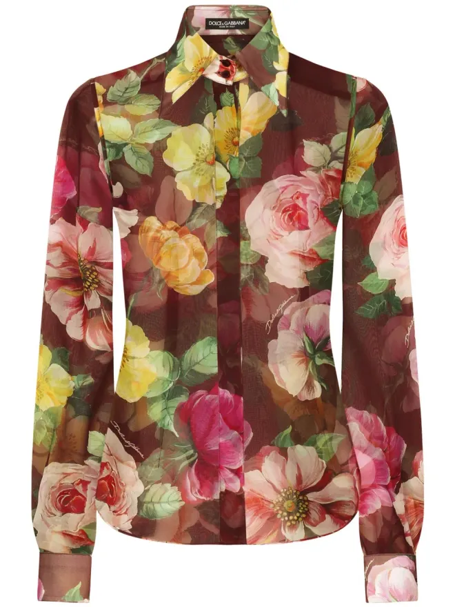 Dolce & Gabbana Dolce & Gabbana カメリアプリントシルクブラウス - レッドの商品画像
