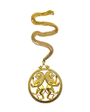 Jennifer Gibson Jewellery ヴィンテージ・ステートメント・ランパントライオンズ・メダリオン・ネックレス 1960s - ゴールド - サムネイル1
